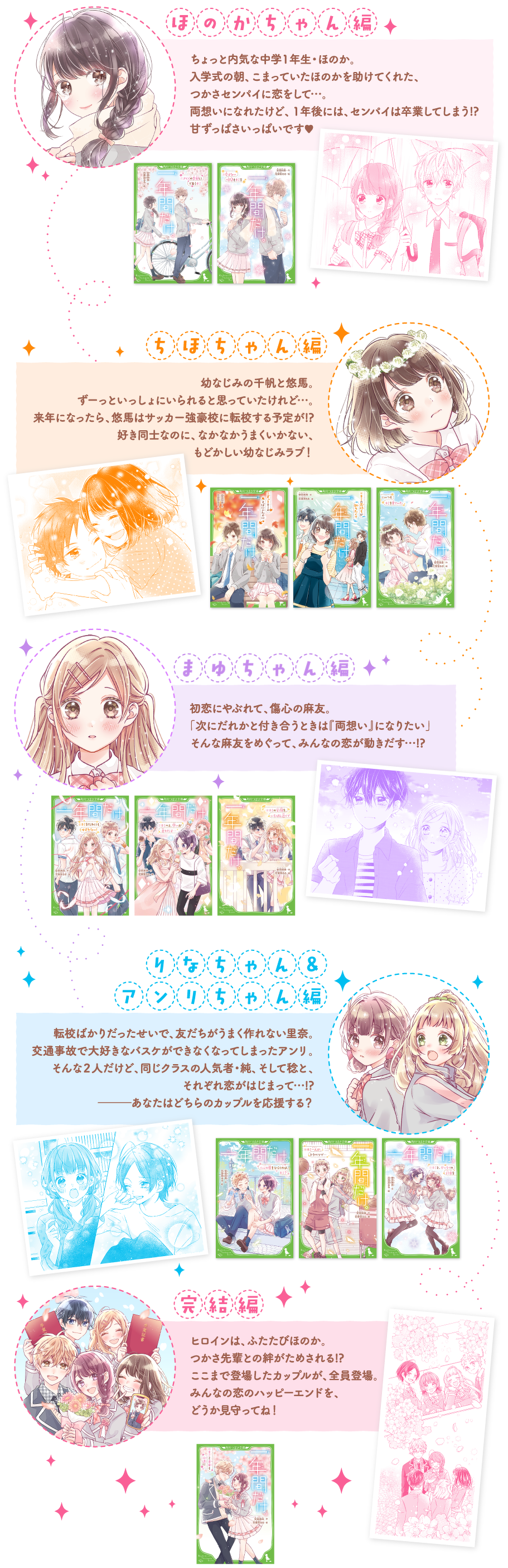 ほのかちゃん編 ちほちゃん編 まゆちゃん編 りなちゃん&アンリちゃん編 完結編